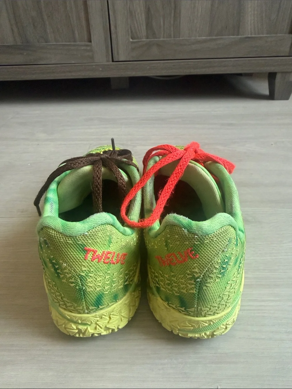 Youth Nike Ja 3 “Spooky Season” Green Athletic Shoes with Mixed Laces